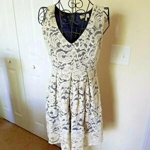 Monteau Lace Overlay Dress Medium Women High Low